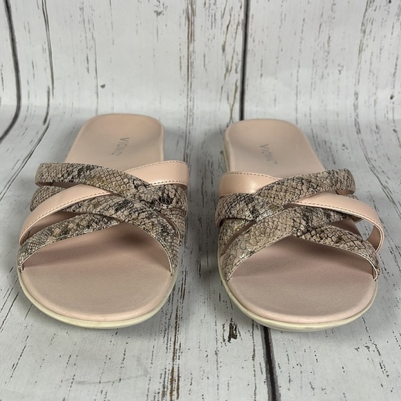Vionic Dava Boa Blush Pink Snakeskin Nubuck Slide Womens Sandal Size 6.5 - Picture 2 of 13